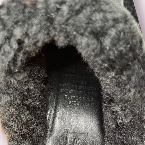 Hunter Black Fleece Shearling Leather Mules - Picture 5 of 8